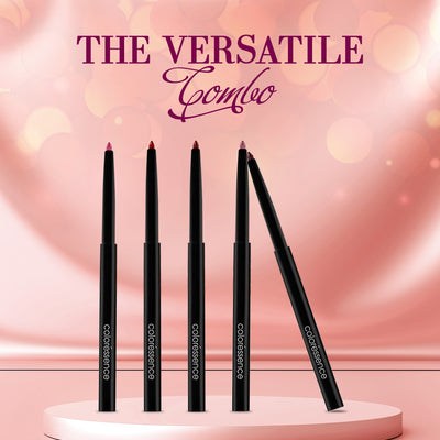 The Versatile Combo - Lip Liner Pencils (Combo of 5 Bold, Bright & Nude Shades)
