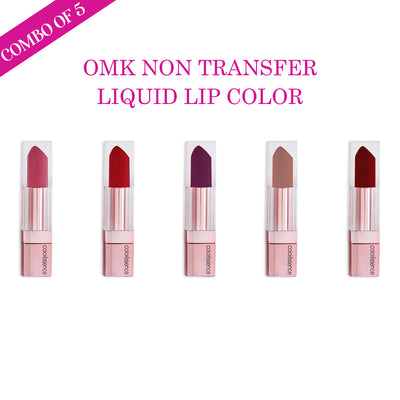 Buy 5 OMK non transfer liquid lip color combo