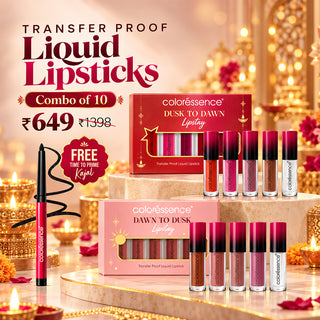 Transfer Proof Liquid Lipstick combo of 10 + FREE Kajal Pencil