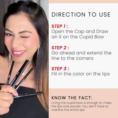 The Fuller Pout Combo - Lip Liner Pencil (Combo of 3 Bold, Nude & Festive Shades)