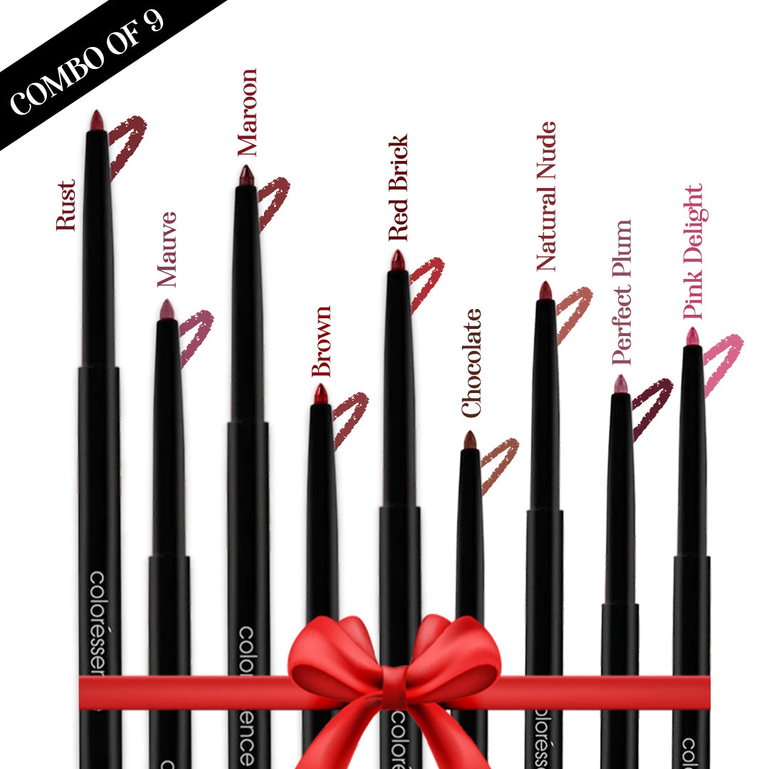 Buy All 9 Shades of Lip Liner Pencil (Rust, Mauve, Maroon, Brown, Red ...