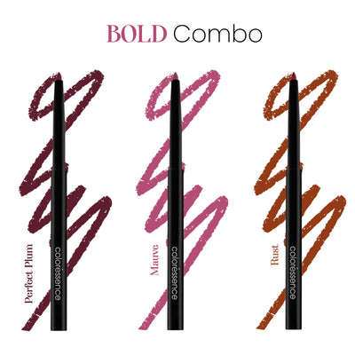 The Fuller Pout Combo - Lip Liner Pencil (Combo of 3 Bold, Nude & Festive Shades)