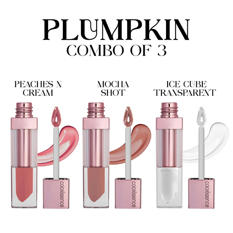 Roseate Plumpkin Tinted Lip Gloss Combo of 3 -(Ice Cube, Mocha, Peaches n Cream)